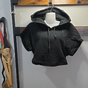 Black Cropped Hoodie Sweatshirt
